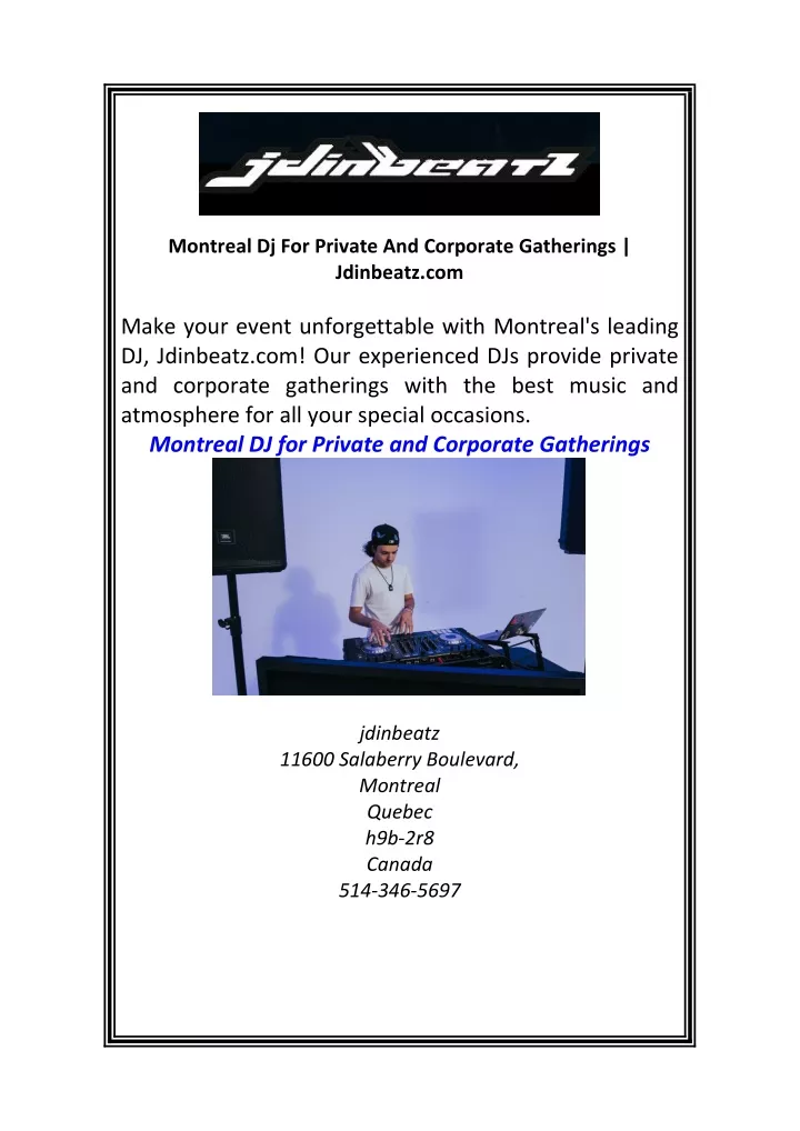 montreal dj for private and corporate gatherings