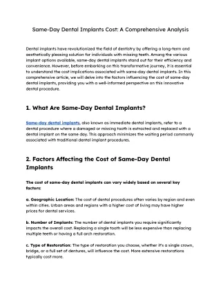 Same-Day Dental Implants Cost_ A Comprehensive Analysis