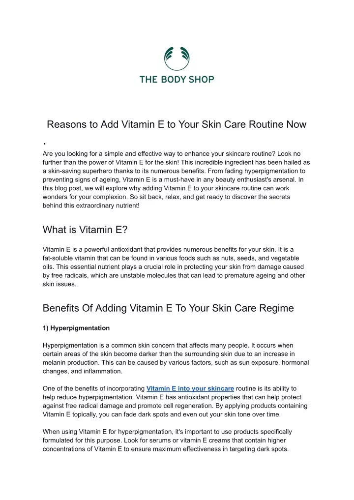 reasons to add vitamin e to your skin care