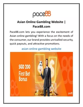 asian online gambling website pace88 com