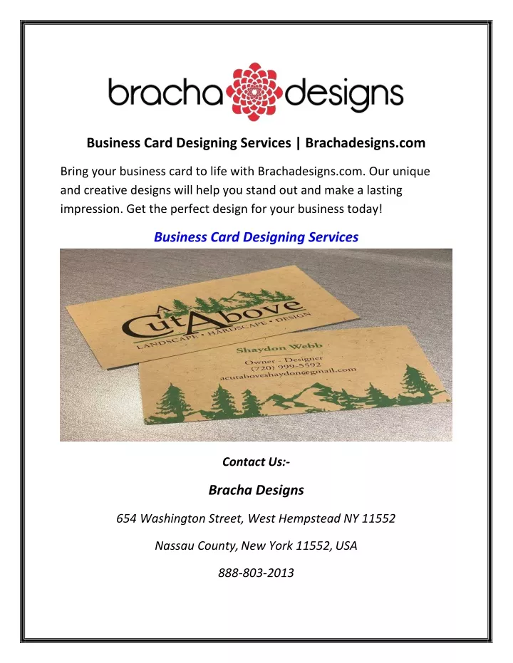 business card designing services brachadesigns com