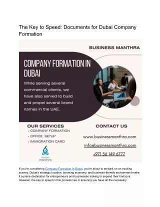 The Key to Speed_ Documents for Dubai Company Formation