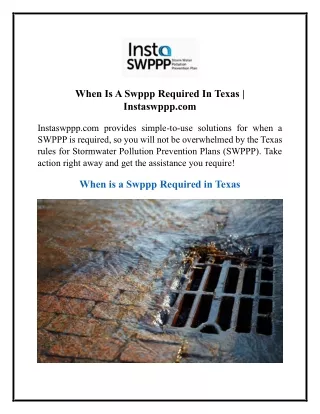 When Is A Swppp Required In Texas  Instaswppp.com