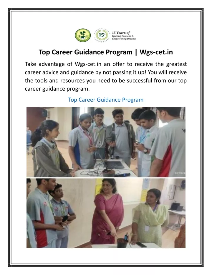 top career guidance program wgs cet in