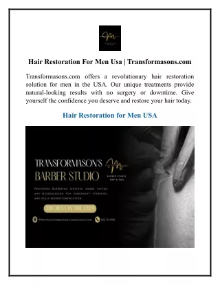 hair restoration for men usa transformasons com