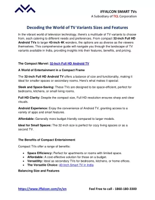 iffalcon smart tvs a subsidiary of tcl corporation