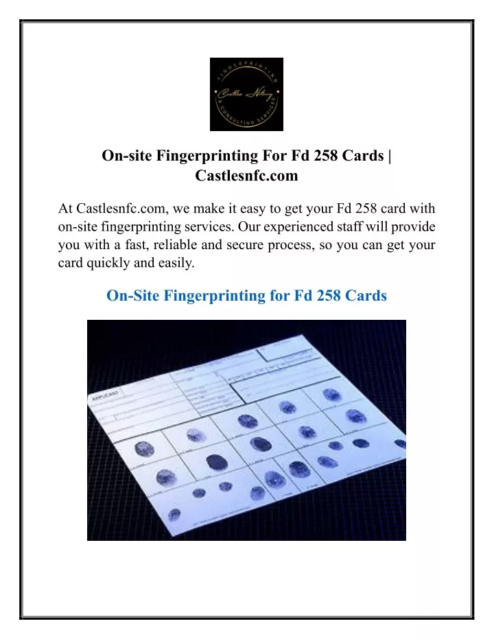 on site fingerprinting for fd 258 cards