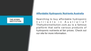 Affordable Hydroponic Nutrients Australia | Thehydroinstitution.com.au
