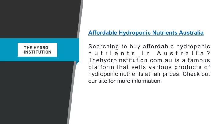 affordable hydroponic nutrients australia