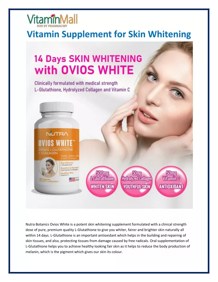 vitamin supplement for skin whitening