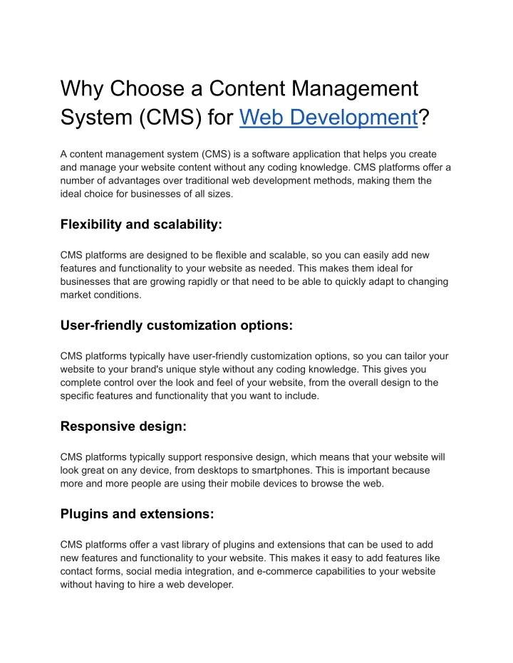 why choose a content management system