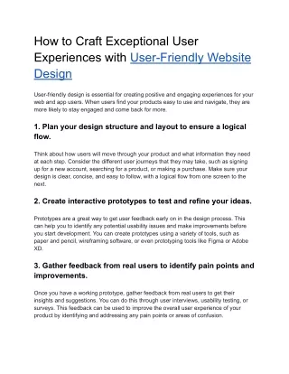 How to Craft Exceptional User Experiences with User-Friendly Website Design