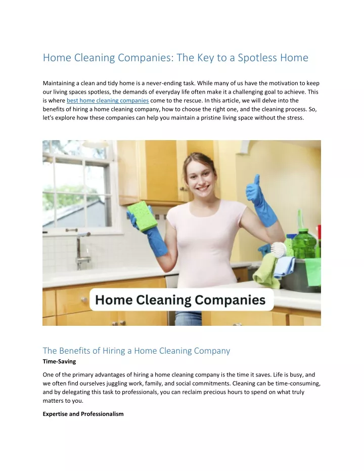 home cleaning companies the key to a spotless home
