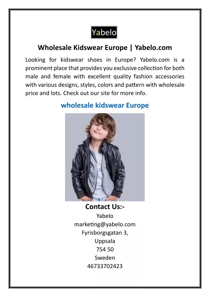 wholesale kidswear europe yabelo com
