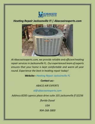 Heating Repair Jacksonville Fl  Abacoairexperts