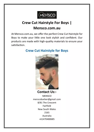 Crew Cut Hairstyle For Boys  Mensco.com.au