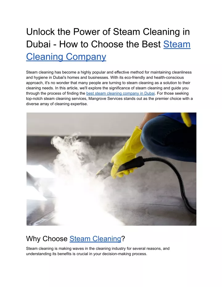 unlock the power of steam cleaning in dubai