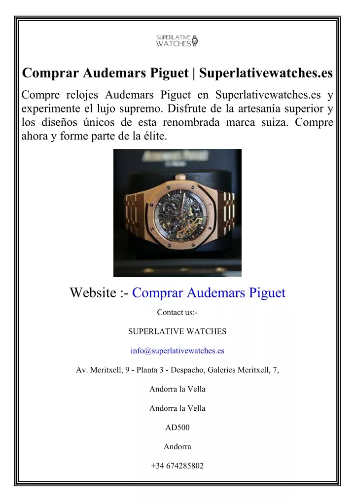 comprar audemars piguet superlativewatches es