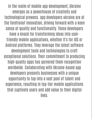 Elevating Mobile Experiences: App Developers in Ukraine