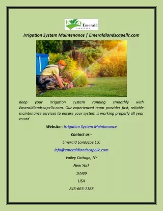 Irrigation System Maintenance  Emeraldlandscapellc