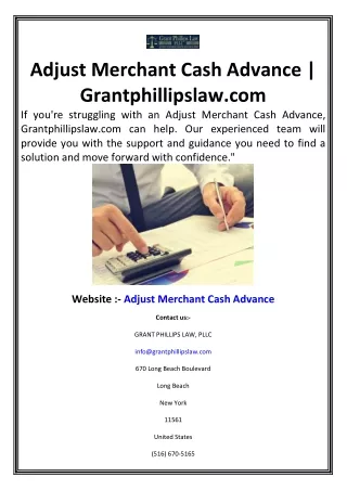 Adjust Merchant Cash Advance | Grantphillipslaw.com