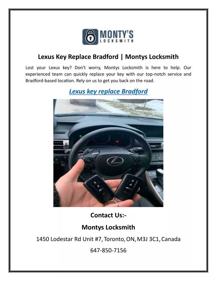 lexus key replace bradford montys locksmith