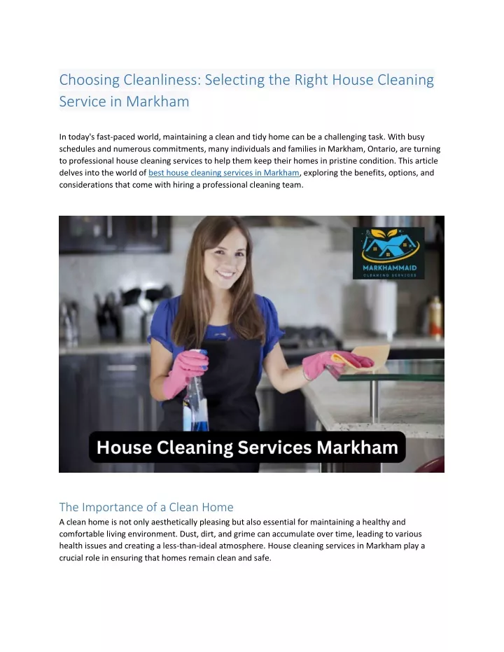 choosing cleanliness selecting the right house