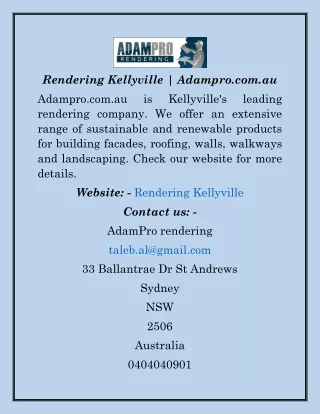 Rendering Kellyville  Adampro.com.au