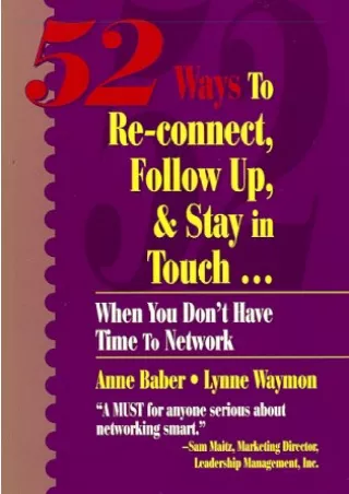 READ [PDF] [PDF READ ONLINE] Fifty-Two Ways to Reconnect, Follow-Up and Stay in