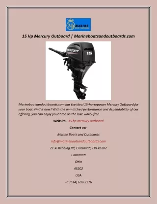 15 Hp Mercury Outboard  Marineboatsandoutboards