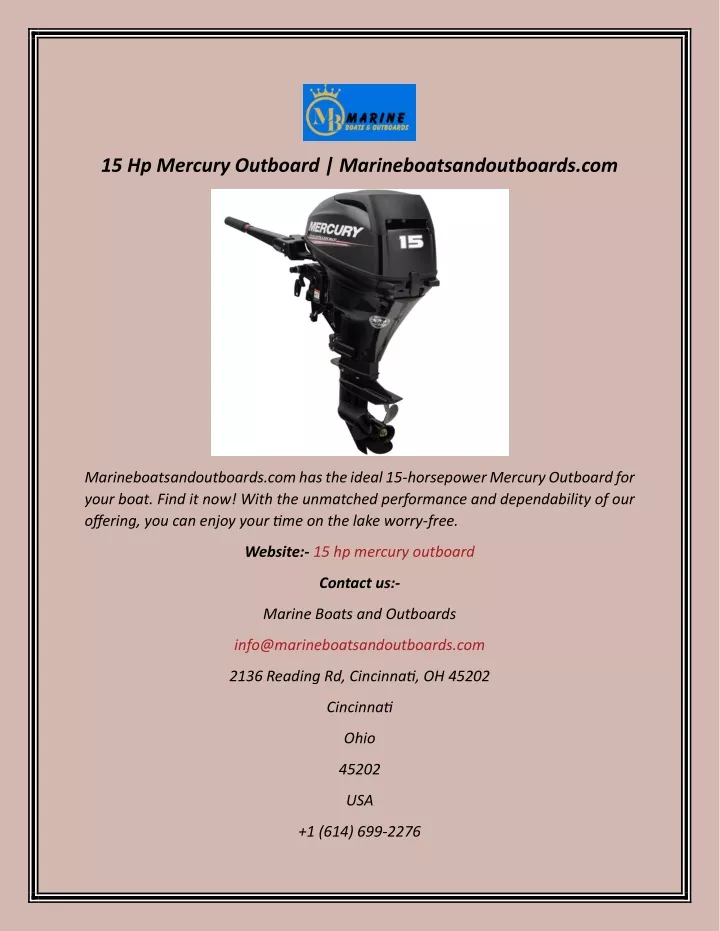 15 hp mercury outboard marineboatsandoutboards com