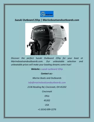 Suzuki Outboard 25hp  Marineboatsandoutboards