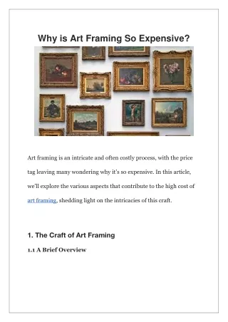 Why is Art Framing So Expensive?