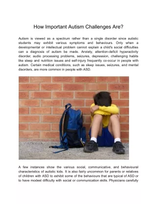 How Important Autism Challenges Are