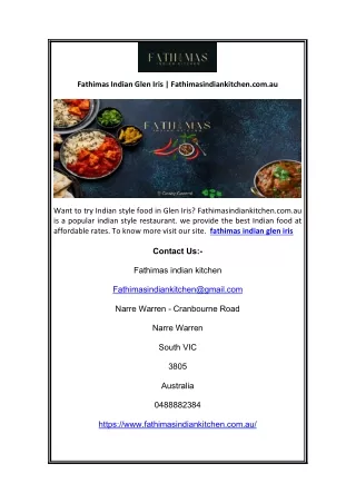 Fathimas Indian Glen Iris | Fathimasindiankitchen.com.au