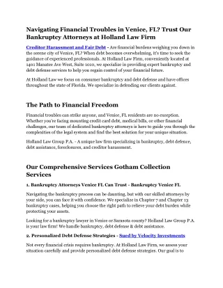 navigating financial troubles in venice fl trust
