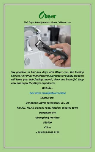 Hair Dryer Manufacturers China  Olayer