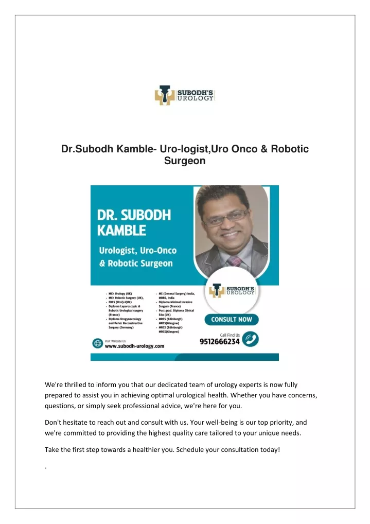 dr subodh kamble uro logist uro onco robotic