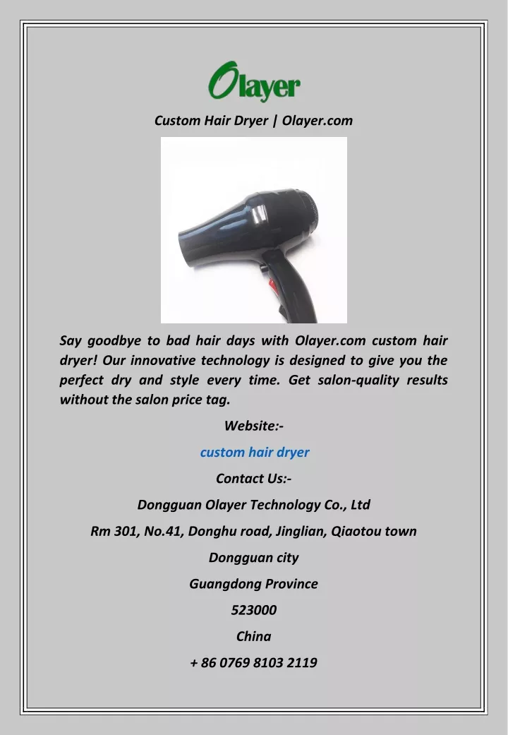 custom hair dryer olayer com