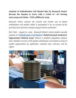 analysis of embolization coil market size