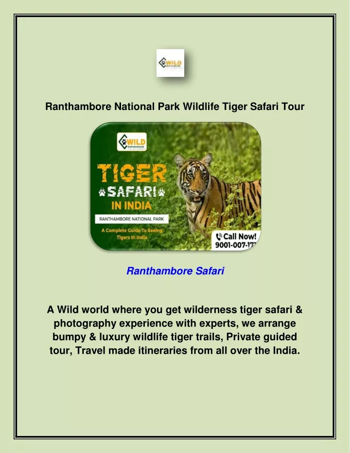 ranthambore national park wildlife tiger safari