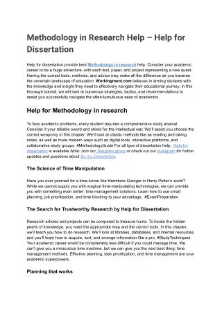 Methodology in Research Help – Help for Dissertation