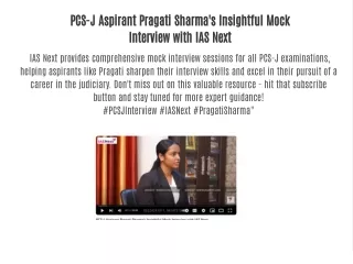 PCS-J Aspirant Pragati Sharma's Insightful Mock Interview with IAS Next