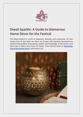 Diwali Sparkle A Guide to Glamorous Home Décor for the Festival
