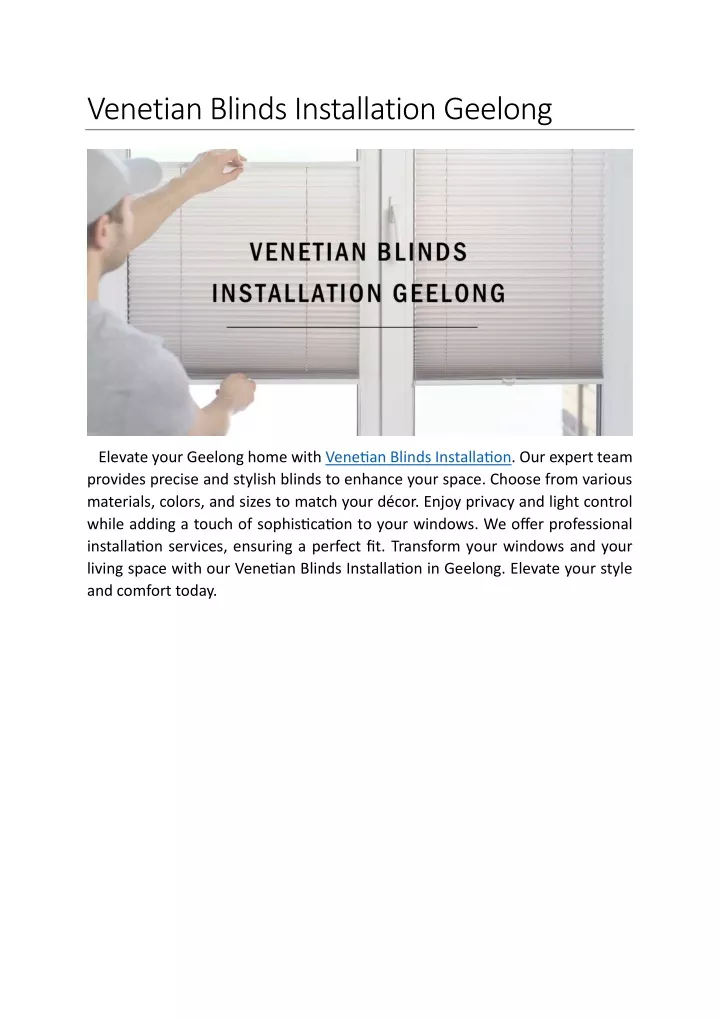 venetian blinds installation geelong