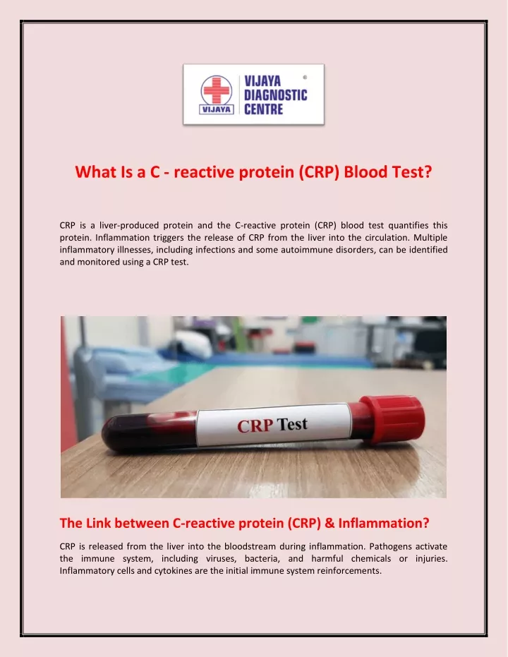Ppt what is a c reactive protein crp blood test powerpoint