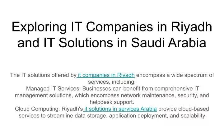 exploring it companies in riyadh and it solutions
