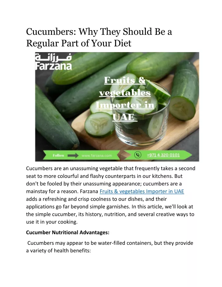 cucumbers why they should be a regular part