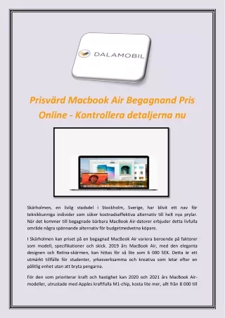 Prisvärd Macbook Air Begagnand Pris Online