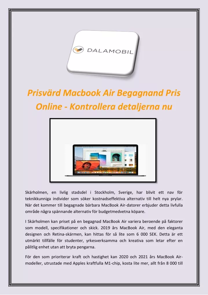 prisv rd macbook air begagnand pris online
